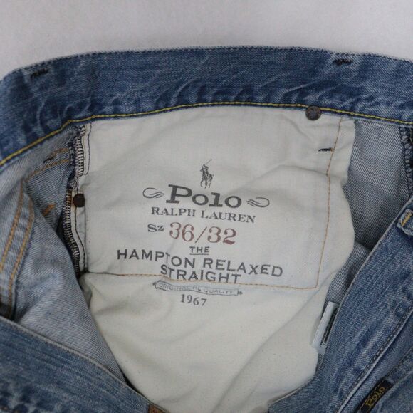 Polo Ralph Lauren Mens Hampton Relaxed Straight Blue Jeans 36x32 (Fit 36x31) - Picture 4 of 11